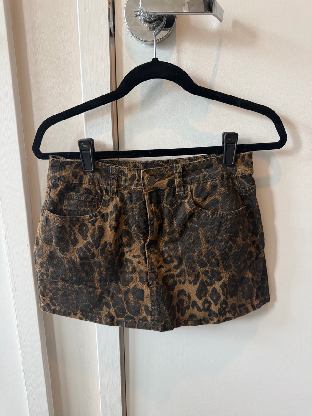 Elle Leopard-Print Mini Skirt in Brown and Black